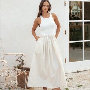 Chic Cream Maxi Skirt #100